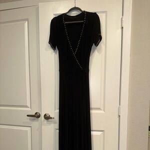 Double D Ranch Black Maxi Wrap Dress with Concho Studs